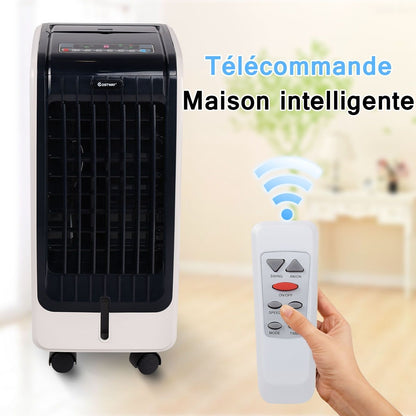 Refroidisseur D’Air 75W Portable Avec Télécommande Ecran LCD 3 Vitesses Minuterie 8H Réservoir D'Eau 6L 32X25X57Cm