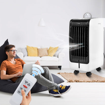 Refroidisseur D’Air 75W Portable Avec Télécommande Ecran LCD 3 Vitesses Minuterie 8H Réservoir D'Eau 6L 32X25X57Cm