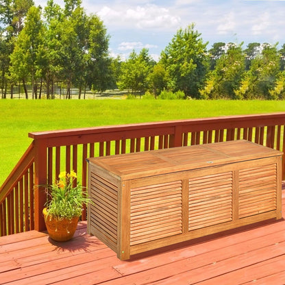 Malle En Bois D’Acacia Coffre Boîte De Rangement 120 X 45 X 45 Cm Charge Max 150KG Pour Terrasse Jardin Ou Cour Nature
