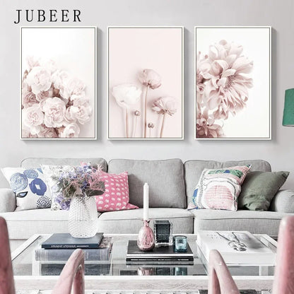 Modern Flower Wall Pictures for Living Room Pink Canvas Printings Unframed Poster Cuadros Decoracion Salon Wall Art Painting