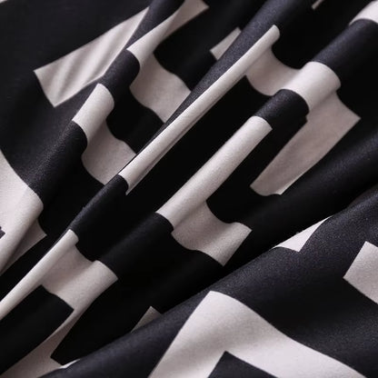 Ensemble de literie de luxe noir, lit Queen King simple, grande taille, en polyester, housse de couette, ensemble plaid moderne oiseau avec taie d’oreiller
