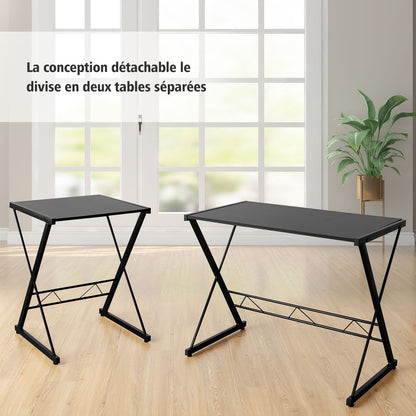 Bureau D'Angle En Forme L Détachable Avec Support Pour Moniteur 147X112X79Cm Noyer/Noir/Antique