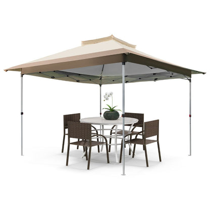 Tonnelle De Jardin Instantanée Double Toit 360X360CM Tente Réception Avec Dessus Ventilé Sac De Transport À Roulettes Tonnelle À Ouverture Café