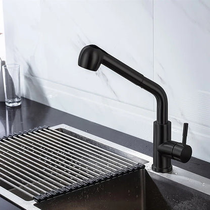 Robinet de cuisine noir Robinet de cuisine à tirer Mitigeur d’évier de cuisine Robinet brossé Nickle Stream Pulvérisateur Tête Chrome Robinet d’eau de cuisine