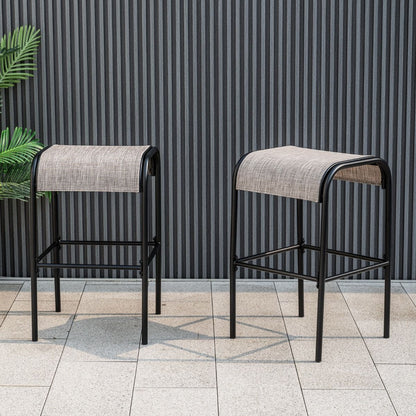 Ensemble De 2 Tabourets De Bar Tabourets Bistrot En Métal Haut De 76 Cm Siège En Tissu Incurvé Cadre En Métal Robuste Café