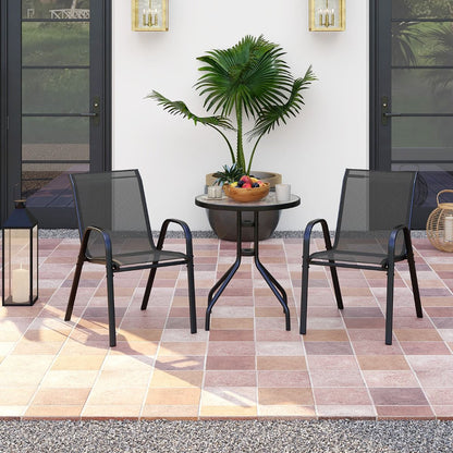 Ensemble De Jardin 3 Pièces 2 Fauteuils Ergonomiques Avec Table Basse En Verre Trempé Pour Jardin Balcon Terrasse Cour