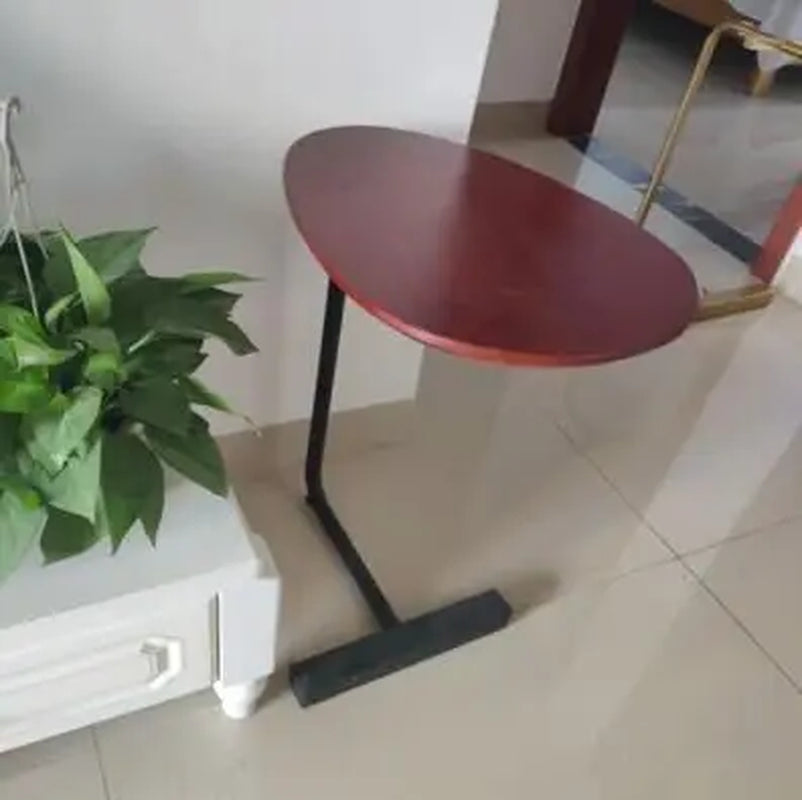 JOYLIVE Simple Modern Side Table Iron Art Sofa Corner Table Lazy Bedside Reading Oval Coffee Table Tea Solid Wood Counter Top