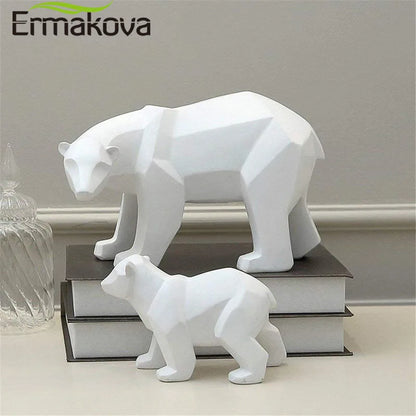 Sculpture d’ours en résine géométrique Statue d’ours polaire Ornement de bureau de mode Figurines abstraites modernes d’ours