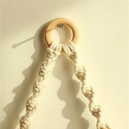 Macrame Hanging Shelf Boho Wall Decor Bedroom 1 PC Rustic Wood Floating Shelves for Room Nursery Bathroom Living Room College