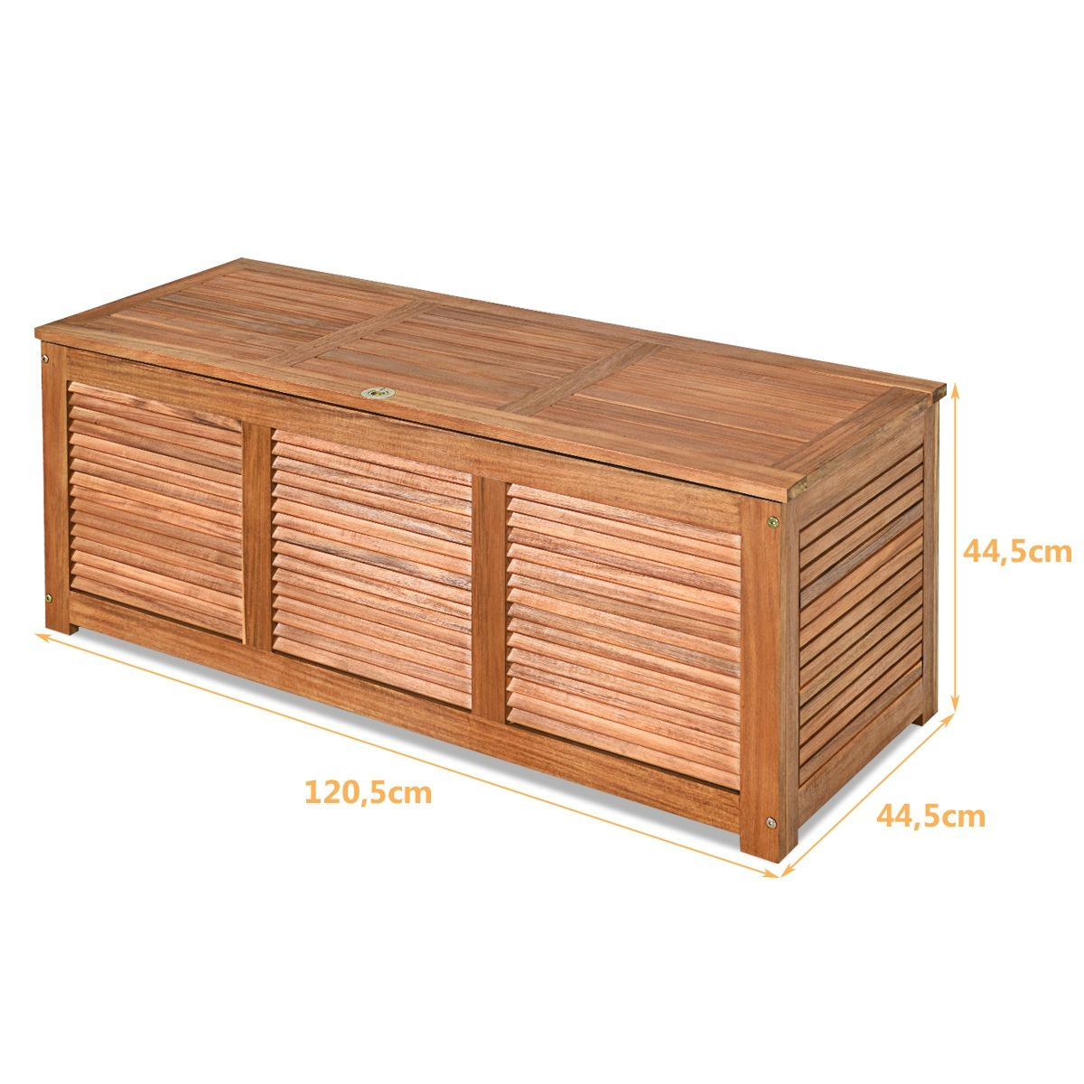 Malle En Bois D’Acacia Coffre Boîte De Rangement 120 X 45 X 45 Cm Charge Max 150KG Pour Terrasse Jardin Ou Cour Nature