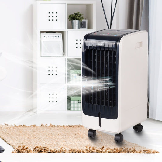 Refroidisseur D’Air 75W Portable Avec Télécommande Ecran LCD 3 Vitesses Minuterie 8H Réservoir D'Eau 6L 32X25X57Cm