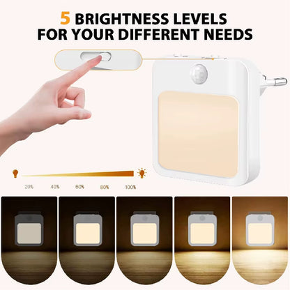 Capteur de mouvement de veilleuse avec lumière LED Lampes à prise EU Lampe de nuit pour enfants Lampe de nuit sans fil pour chambre à coucher