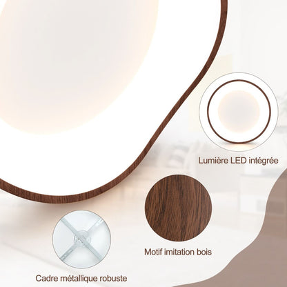 Plafonnier LED Luminaire Moderne 24 W Avec Motif En Bois Cadre En Métal Lustre À Éclairage LED 3000 K Lumière Chaude Plafonnier LED Marron