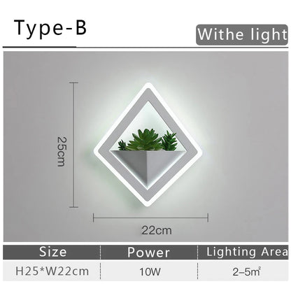 Modern LED Wall Light with Plant Nordic Creative Wall Lamp Living Room Aisle Bedroom Sconce Lamp Indoor Decoration LED Fixtures