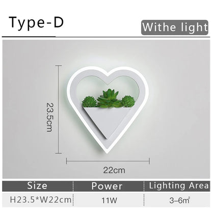 Modern LED Wall Light with Plant Nordic Creative Wall Lamp Living Room Aisle Bedroom Sconce Lamp Indoor Decoration LED Fixtures