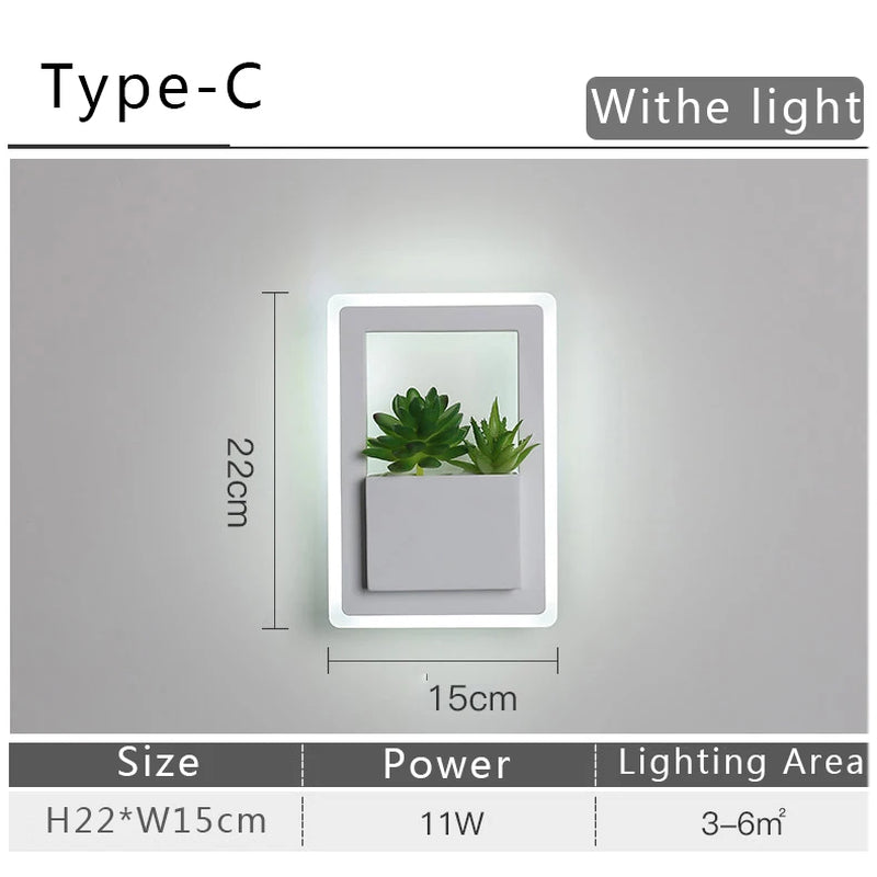 Modern LED Wall Light with Plant Nordic Creative Wall Lamp Living Room Aisle Bedroom Sconce Lamp Indoor Decoration LED Fixtures