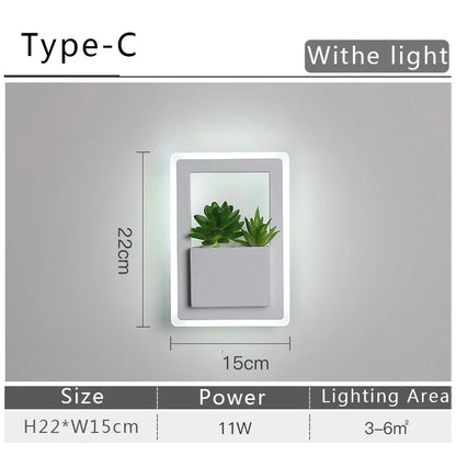 Modern LED Wall Light with Plant Nordic Creative Wall Lamp Living Room Aisle Bedroom Sconce Lamp Indoor Decoration LED Fixtures
