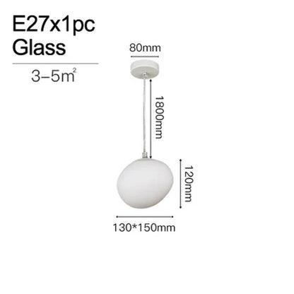 Cobblestone Hanging Lamps for Dining Room Stone Glass Modern Pendant Lamp Led Milky White Ball Restaurant Cord Pendant Light