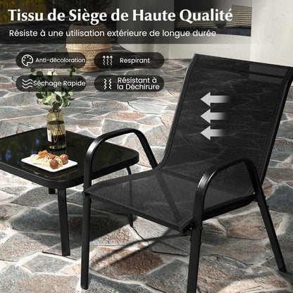 Ensemble Salon De Jardin 4 Pièces 2 Fauteuils 1 Canapé 1 Table Basse En Verre Pour Terrasse Piscine Patio Balcon Gris