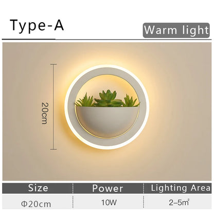 Modern LED Wall Light with Plant Nordic Creative Wall Lamp Living Room Aisle Bedroom Sconce Lamp Indoor Decoration LED Fixtures