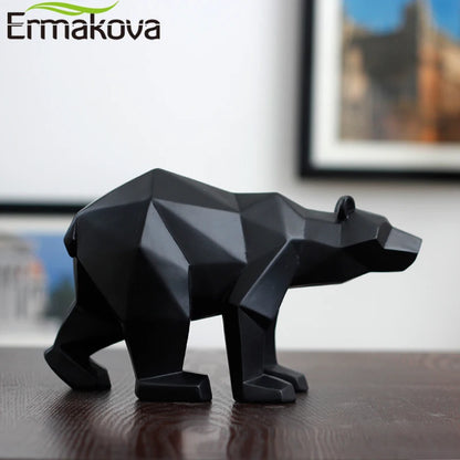 Sculpture d’ours en résine géométrique Statue d’ours polaire Ornement de bureau de mode Figurines abstraites modernes d’ours
