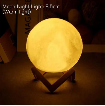 D5 Starry Moon Lamp 8Cm - Veilleuse LED avec support, parfaite pour la décoration de chambre et les cadeaux