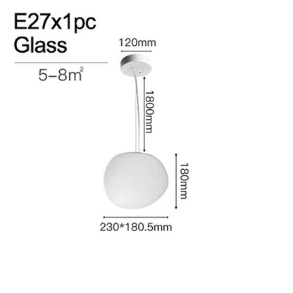 Cobblestone Hanging Lamps for Dining Room Stone Glass Modern Pendant Lamp Led Milky White Ball Restaurant Cord Pendant Light