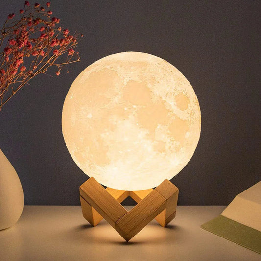 D5 Starry Moon Lamp 8Cm - Veilleuse LED avec support, parfaite pour la décoration de chambre et les cadeaux