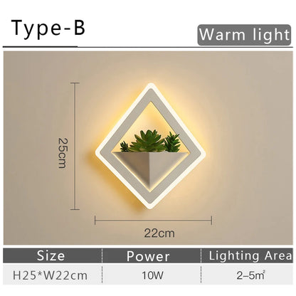 Modern LED Wall Light with Plant Nordic Creative Wall Lamp Living Room Aisle Bedroom Sconce Lamp Indoor Decoration LED Fixtures