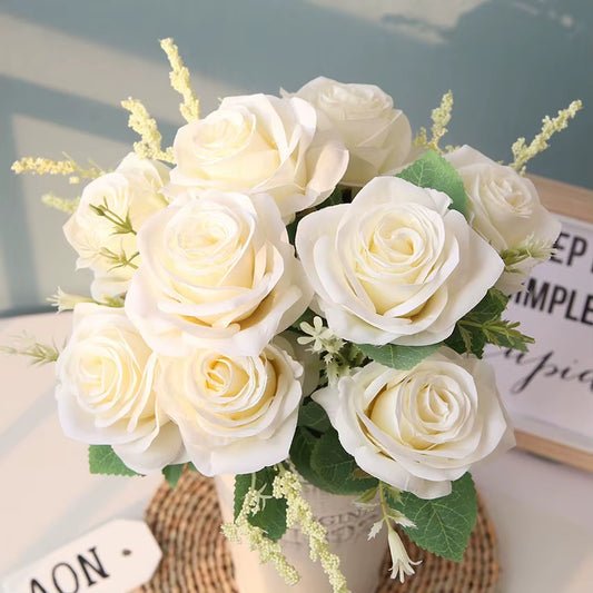 Artificial Blue Roses Flowers Silk Rose Flower Bouquet Artificial Flowers Home Garden Decoration Wedding Roses Fake Flowers
