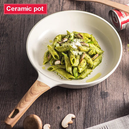Ensemble de casserole en céramique pour poêle à frire et casserole antiadhésive pour le petit-déjeuner, crêpe, poêle en nid d’abeille wok, cuisine japonaise émaillée