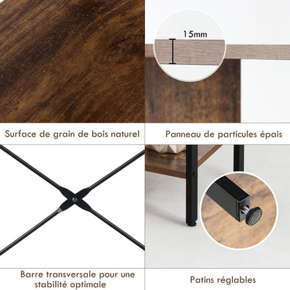Bibliothèque À 5 Niveaux Style Industriel Etagère De Rangement Moderne Capacité 100 Kg En Acier 74X30X155Cm Brun