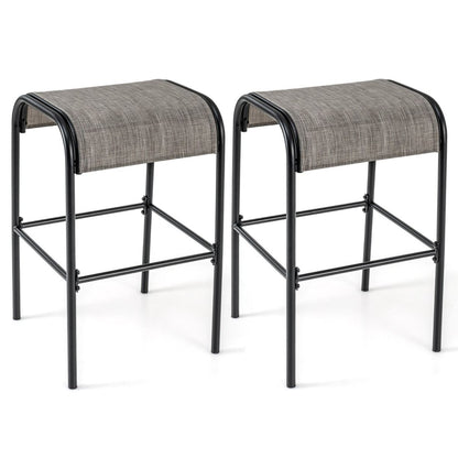 Ensemble De 2 Tabourets De Bar Tabourets Bistrot En Métal Haut De 76 Cm Siège En Tissu Incurvé Cadre En Métal Robuste Café