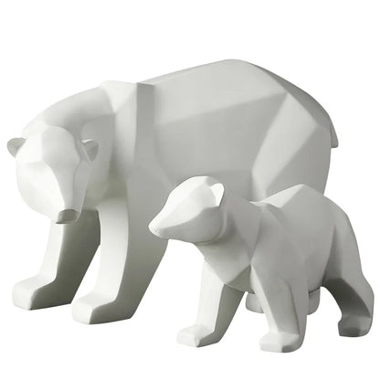Sculpture d’ours en résine géométrique Statue d’ours polaire Ornement de bureau de mode Figurines abstraites modernes d’ours