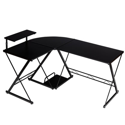 Bureau D'Angle En Forme L Détachable Avec Support Pour Moniteur 147X112X79Cm Noyer/Noir/Antique