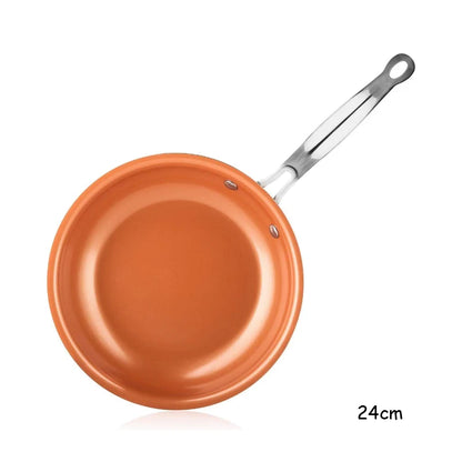 Poêle à frire antiadhésive 20 24 28Cm Poêle à frire avec revêtement en céramique titane ronde Poêle à œufs en cuivre Batterie de cuisine KC0459