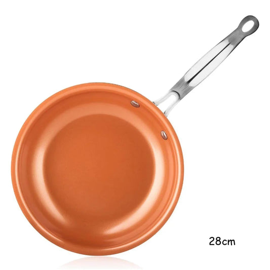 Poêle à frire antiadhésive 20 24 28Cm Poêle à frire avec revêtement en céramique titane ronde Poêle à œufs en cuivre Batterie de cuisine KC0459